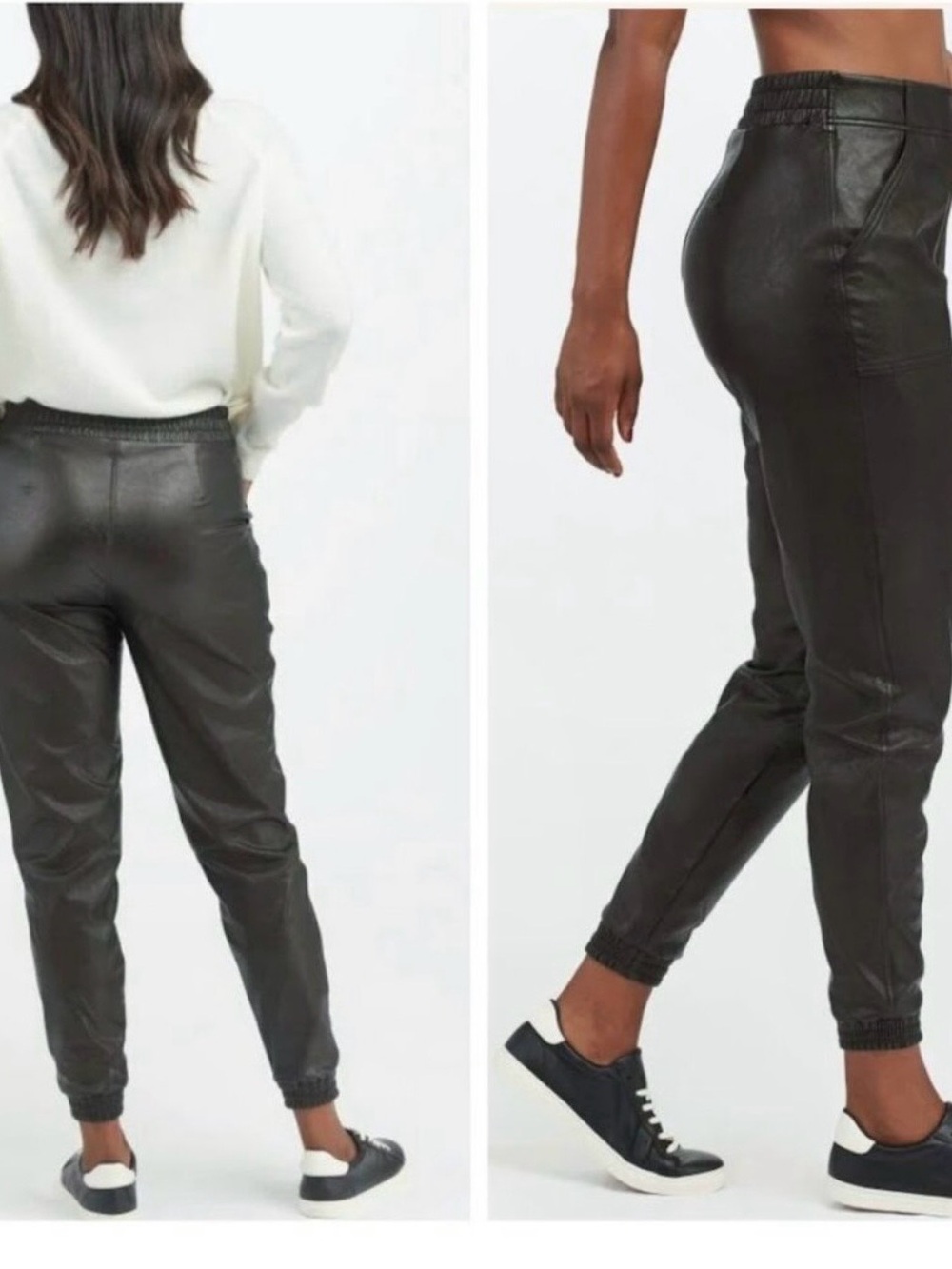 Spanx Leather Like Jogger Pant Faux Leather Black L